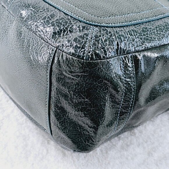 COACH 11012 Ergo Teal Pond Patent Leather Satchel Shoulder Bag 65th Anniversary - Picture 9 of 16